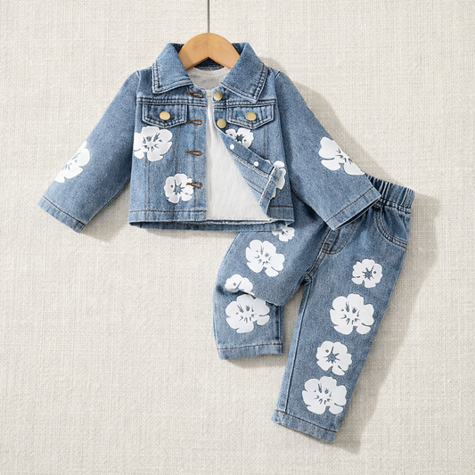 Floral Charm Denim Set