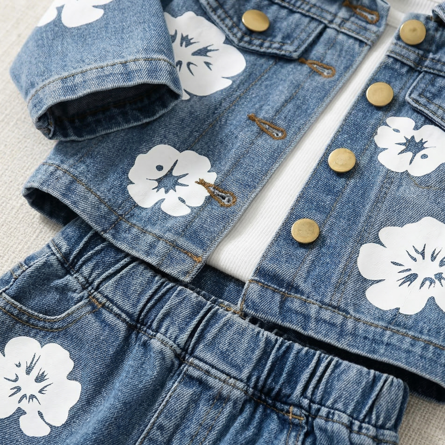 Floral Charm Denim Set
